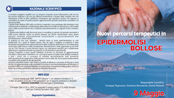 Nuovi percorsi terapeutici in EPIDERMOLISI BOLLOSE